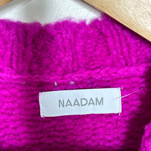 NAADAM Wool Cashmere Structured Shoulder Sweater Fuchsia Purple Sz XS {3J6} - Picture 6 of 7